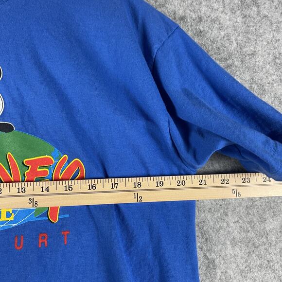 VTG The Disney Store Frankfurt T-Shirt Mens Large Blue Mickey Ireland Made 90s - Picture 3 of 12